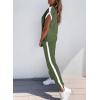 imageDokotoo Womens 2 Piece Outfits Sweatsuit Colorblock Comfy Lounge Sets Knit Short Sleeve Jogger Sweatpants TracksuitsVineyard Green