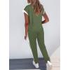 imageDokotoo Womens 2 Piece Outfits Sweatsuit Colorblock Comfy Lounge Sets Knit Short Sleeve Jogger Sweatpants TracksuitsVineyard Green