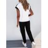 imageDokotoo Womens 2 Piece Outfits Sweatsuit Colorblock Comfy Lounge Sets Knit Short Sleeve Jogger Sweatpants TracksuitsWhite
