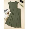 imageDokotoo Womens 2 Piece Summer Outfits Casual Crewneck Short Sleeve Ruched Knit Tops Elastic Waist ALine Midi Skirt SetGreen