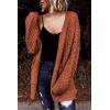 imageDokotoo Womens 2024 Fashion Casual Open Front Long Sleeve Chunky Cable Knit Cardigans Sweaters Outerwear Coats with PocketsBrown