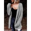imageDokotoo Womens 2024 Fashion Casual Open Front Long Sleeve Chunky Cable Knit Cardigans Sweaters Outerwear Coats with PocketsGray