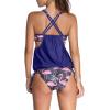 imageDokotoo Womens 2024 Fashion Stripes Print Lined Up Double Up Tankini Sets Swimsuits Bathing Suit Swimwear S3XLBlue