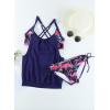 imageDokotoo Womens 2024 Fashion Stripes Print Lined Up Double Up Tankini Sets Swimsuits Bathing Suit Swimwear S3XLBlue
