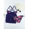 imageDokotoo Womens 2024 Fashion Stripes Print Lined Up Double Up Tankini Sets Swimsuits Bathing Suit Swimwear S3XLBlue