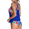 imageDokotoo Womens 2024 Fashion Stripes Print Lined Up Double Up Tankini Sets Swimsuits Bathing Suit Swimwear S3XLBluing P105