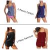 imageDokotoo Womens 2024 Fashion Stripes Print Lined Up Double Up Tankini Sets Swimsuits Bathing Suit Swimwear S3XLGrey