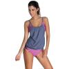 imageDokotoo Womens 2024 Fashion Stripes Print Lined Up Double Up Tankini Sets Swimsuits Bathing Suit Swimwear S3XLGrey