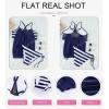 imageDokotoo Womens 2024 Fashion Stripes Print Lined Up Double Up Tankini Sets Swimsuits Bathing Suit Swimwear S3XLT Blue