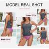 imageDokotoo Womens 2024 Fashion Stripes Print Lined Up Double Up Tankini Sets Swimsuits Bathing Suit Swimwear S3XLT Dark Gray
