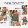 imageDokotoo Womens 2024 Fashion Stripes Print Lined Up Double Up Tankini Sets Swimsuits Bathing Suit Swimwear S3XLT0 Green