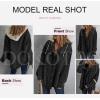 imageDokotoo Womens 2025 Fall Corduroy Shacket Jacket Long Sleeve Button Down Color Block Hooded Coat with PocketsBlack