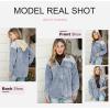 imageDokotoo Womens 2025 Fall Corduroy Shacket Jacket Long Sleeve Button Down Color Block Hooded Coat with PocketsBlue