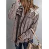 imageDokotoo Womens 2025 Fall Corduroy Shacket Jacket Long Sleeve Button Down Color Block Hooded Coat with PocketsBrown 2