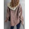 imageDokotoo Womens 2025 Fall Corduroy Shacket Jacket Long Sleeve Button Down Color Block Hooded Coat with PocketsBrown 3