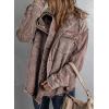 imageDokotoo Womens 2025 Fall Corduroy Shacket Jacket Long Sleeve Button Down Color Block Hooded Coat with PocketsBrown 3