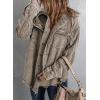 imageDokotoo Womens 2025 Fall Corduroy Shacket Jacket Long Sleeve Button Down Color Block Hooded Coat with PocketsBrown 4
