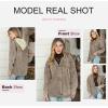 imageDokotoo Womens 2025 Fall Corduroy Shacket Jacket Long Sleeve Button Down Color Block Hooded Coat with PocketsBrown 4
