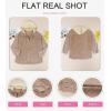 imageDokotoo Womens 2025 Fall Corduroy Shacket Jacket Long Sleeve Button Down Color Block Hooded Coat with PocketsBrown