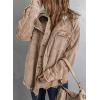 imageDokotoo Womens 2025 Fall Corduroy Shacket Jacket Long Sleeve Button Down Color Block Hooded Coat with PocketsBrown