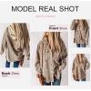 imageDokotoo Womens 2025 Fall Corduroy Shacket Jacket Long Sleeve Button Down Color Block Hooded Coat with PocketsBrown