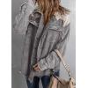 imageDokotoo Womens 2025 Fall Corduroy Shacket Jacket Long Sleeve Button Down Color Block Hooded Coat with PocketsGray 2