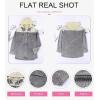 imageDokotoo Womens 2025 Fall Corduroy Shacket Jacket Long Sleeve Button Down Color Block Hooded Coat with PocketsGray 2