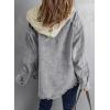 imageDokotoo Womens 2025 Fall Corduroy Shacket Jacket Long Sleeve Button Down Color Block Hooded Coat with PocketsGray 3