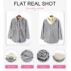imageDokotoo Womens 2025 Fall Corduroy Shacket Jacket Long Sleeve Button Down Color Block Hooded Coat with PocketsGray 3