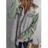 imageDokotoo Womens 2025 Fall Corduroy Shacket Jacket Long Sleeve Button Down Color Block Hooded Coat with PocketsGreen 2