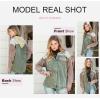 imageDokotoo Womens 2025 Fall Corduroy Shacket Jacket Long Sleeve Button Down Color Block Hooded Coat with PocketsGreen
