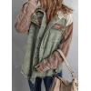 imageDokotoo Womens 2025 Fall Corduroy Shacket Jacket Long Sleeve Button Down Color Block Hooded Coat with PocketsGreen