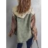 imageDokotoo Womens 2025 Fall Corduroy Shacket Jacket Long Sleeve Button Down Color Block Hooded Coat with PocketsGreen