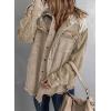 imageDokotoo Womens 2025 Fall Corduroy Shacket Jacket Long Sleeve Button Down Color Block Hooded Coat with PocketsKhaki 2