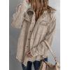 imageDokotoo Womens 2025 Fall Corduroy Shacket Jacket Long Sleeve Button Down Color Block Hooded Coat with PocketsKhaki