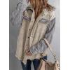 imageDokotoo Womens 2025 Fall Corduroy Shacket Jacket Long Sleeve Button Down Color Block Hooded Coat with PocketsMulticolor