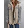 imageDokotoo Womens 2025 Fall Corduroy Shacket Jacket Long Sleeve Button Down Color Block Hooded Coat with PocketsMulticolor