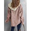 imageDokotoo Womens 2025 Fall Corduroy Shacket Jacket Long Sleeve Button Down Color Block Hooded Coat with PocketsPink 2
