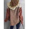 imageDokotoo Womens 2025 Fall Corduroy Shacket Jacket Long Sleeve Button Down Color Block Hooded Coat with PocketsPink