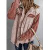 imageDokotoo Womens 2025 Fall Corduroy Shacket Jacket Long Sleeve Button Down Color Block Hooded Coat with PocketsPink