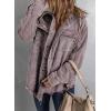 imageDokotoo Womens 2025 Fall Corduroy Shacket Jacket Long Sleeve Button Down Color Block Hooded Coat with PocketsPurple