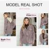 imageDokotoo Womens 2025 Fall Corduroy Shacket Jacket Long Sleeve Button Down Color Block Hooded Coat with PocketsPurple