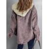 imageDokotoo Womens 2025 Fall Corduroy Shacket Jacket Long Sleeve Button Down Color Block Hooded Coat with PocketsPurple
