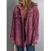 imageDokotoo Womens 2025 Fall Corduroy Shacket Jacket Long Sleeve Button Down Color Block Hooded Coat with PocketsRed 2