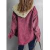 imageDokotoo Womens 2025 Fall Corduroy Shacket Jacket Long Sleeve Button Down Color Block Hooded Coat with PocketsRed 2