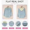 imageDokotoo Womens 2025 Fall Corduroy Shacket Jacket Long Sleeve Button Down Color Block Hooded Coat with PocketsSky Blue