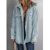 imageDokotoo Womens 2025 Fall Corduroy Shacket Jacket Long Sleeve Button Down Color Block Hooded Coat with PocketsSky Blue