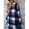 imageDokotoo Womens Basic Casual V Neck Plaid Print Cuffed Long Sleeve Work Tops Blouses Shirts S3XLBlue