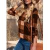imageDokotoo Womens Basic Casual V Neck Plaid Print Cuffed Long Sleeve Work Tops Blouses Shirts S3XLBrown