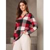 imageDokotoo Womens Basic Casual V Neck Plaid Print Cuffed Long Sleeve Work Tops Blouses Shirts S3XLRed